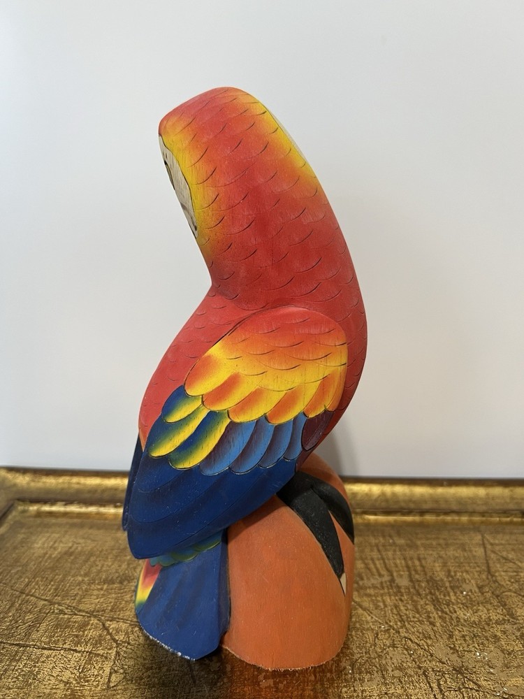 HANDMADE BALSA WOOD MACAW FIGURINES