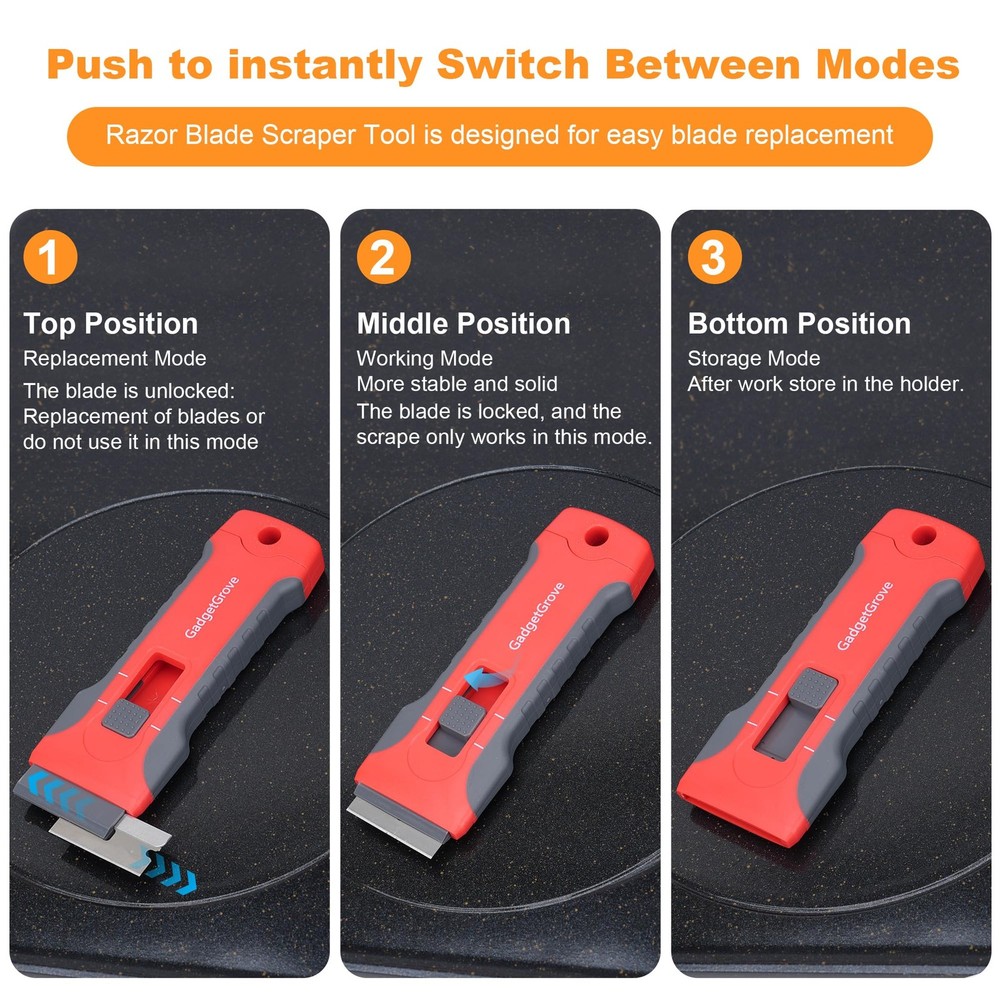 Razor Blade Scraper with 2 Pcs Plastic Scraper Tool for Cooktop Oven Window