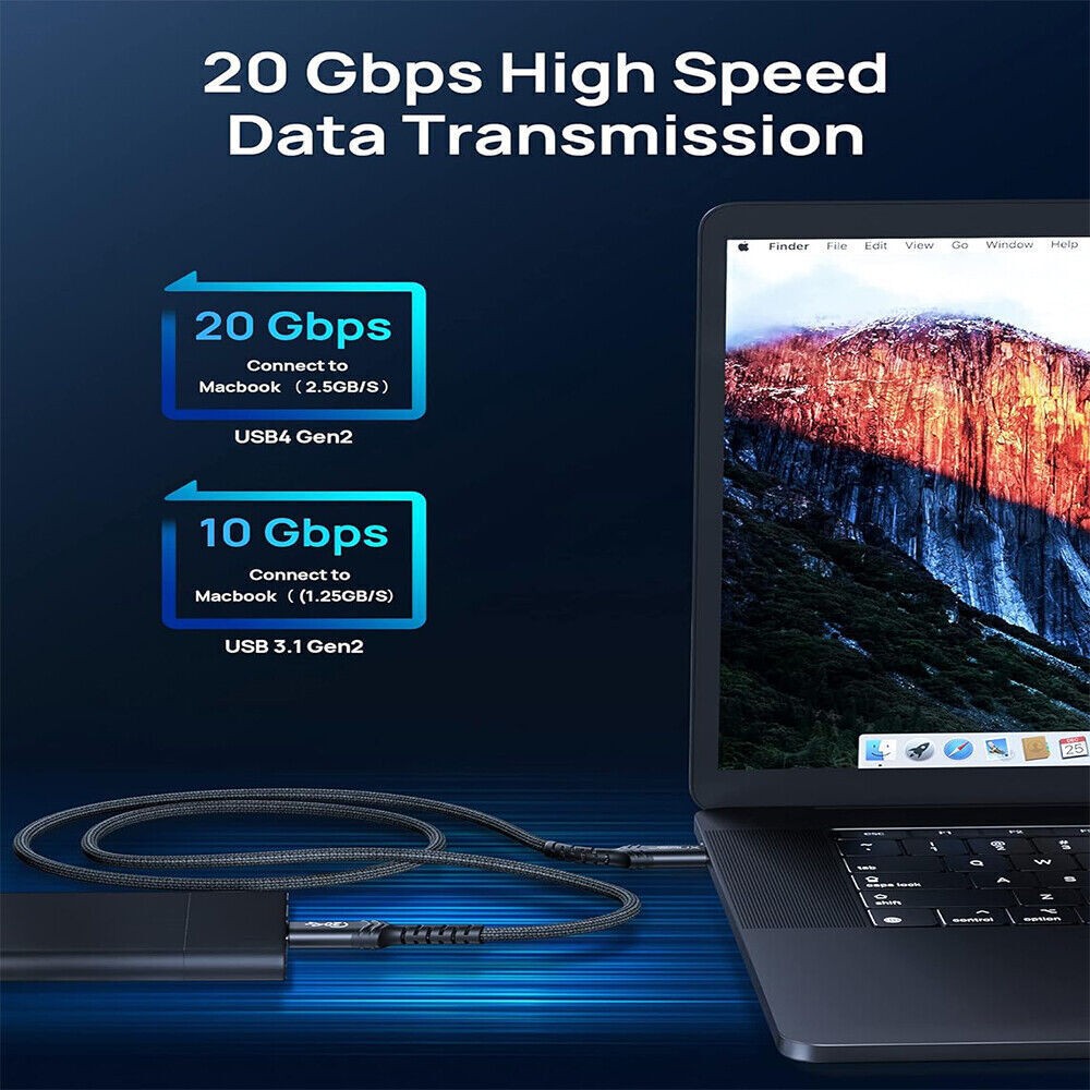 USB3.2 Gen2 USB C 20Gbps Cable Type C 5K 100W Fast Charging For Galaxy iPhone15