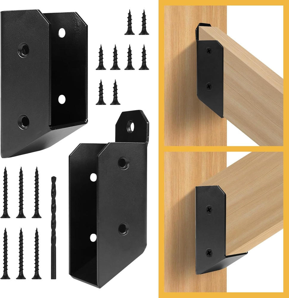 Deck Railing Brackets Connectors, 4pcs 30° Stair Railing Hangers 2x4 Brackets (A