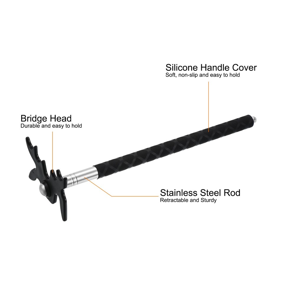 Billiard Stick Bridge Stick, Silicone Handle with Plastic Bridge Head, Black