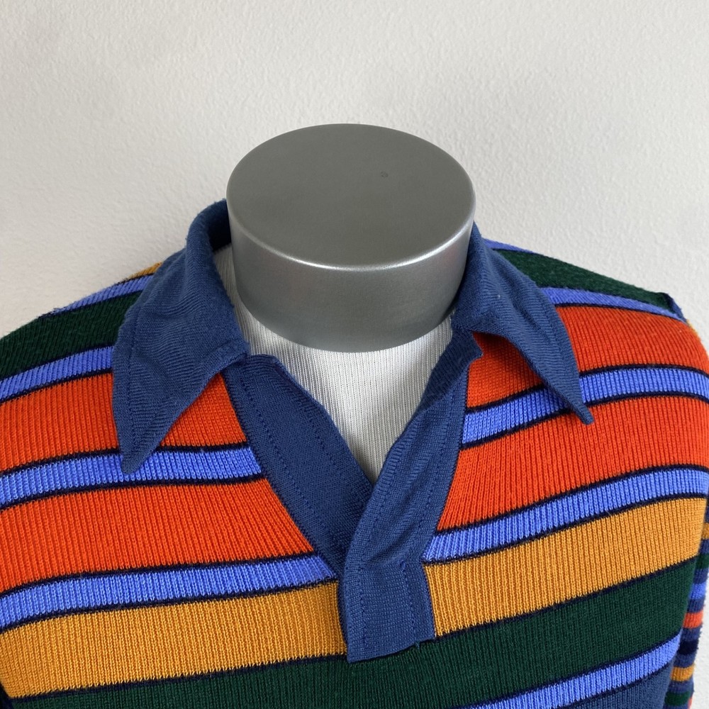 1970s Multicolor V-Neck Groovy Sweater