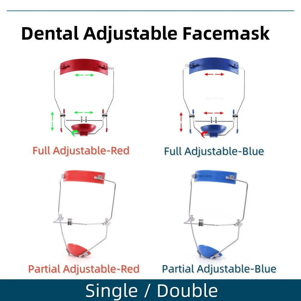 Dental Orthodontic Adjustable Reverse Face Mask Forward Pull Headgear Red/Blue