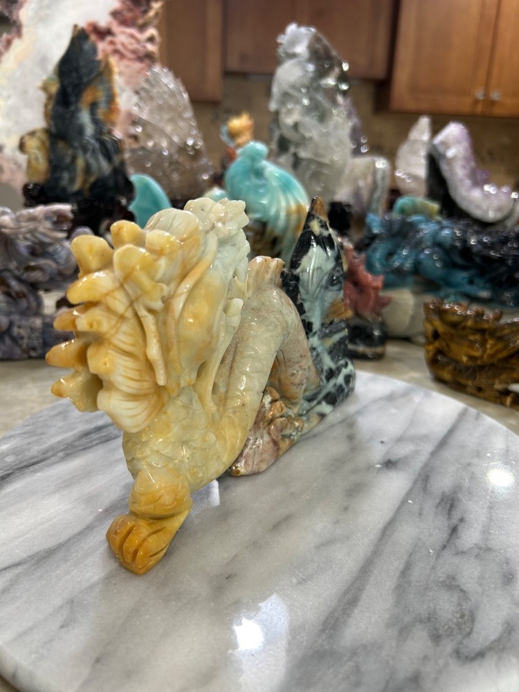 Gorgeous Amazonite Dragon hand carved very unique