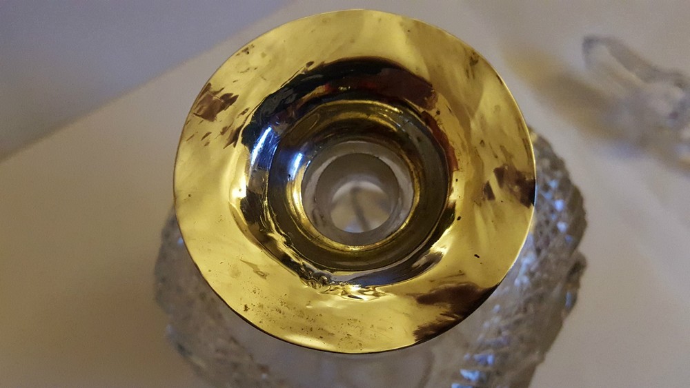 Cut Glass Scent Bottle with Silver Collar - dated 1907