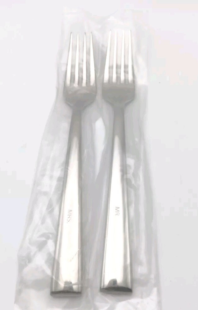 Lenox Continental Dinning Mr & Mrs Wedding Cake 2 Pc Fork Set 18/10 Stainless