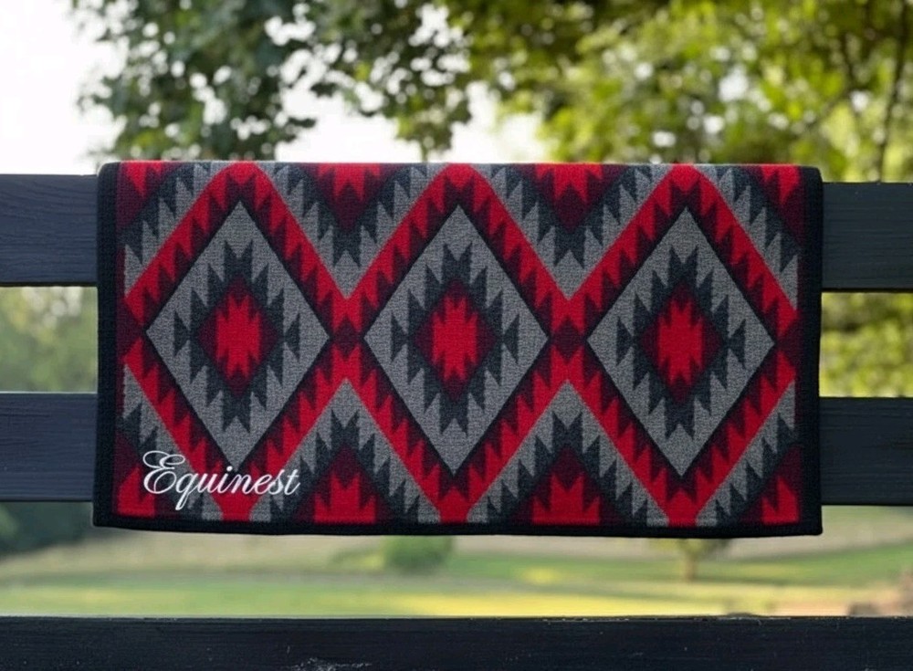 Handmade Western Saddle Ranch Pad Red Grey Black 34×38