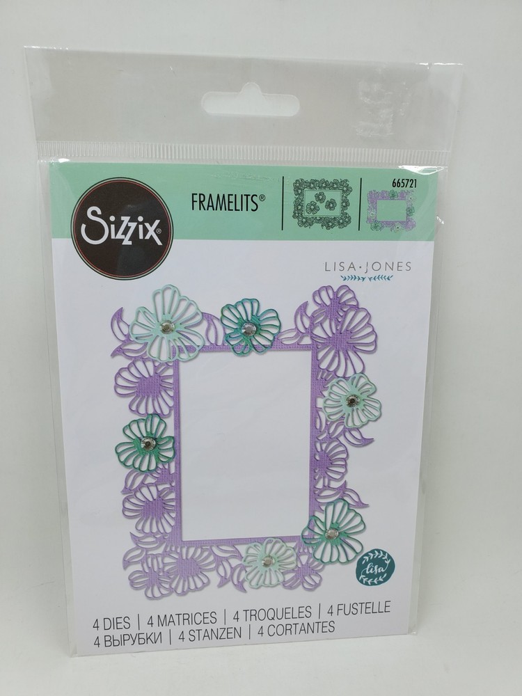 SI1 Sizzix Rectangle Floral Frame by Lisa Jones Thinlits Dies 665721 New