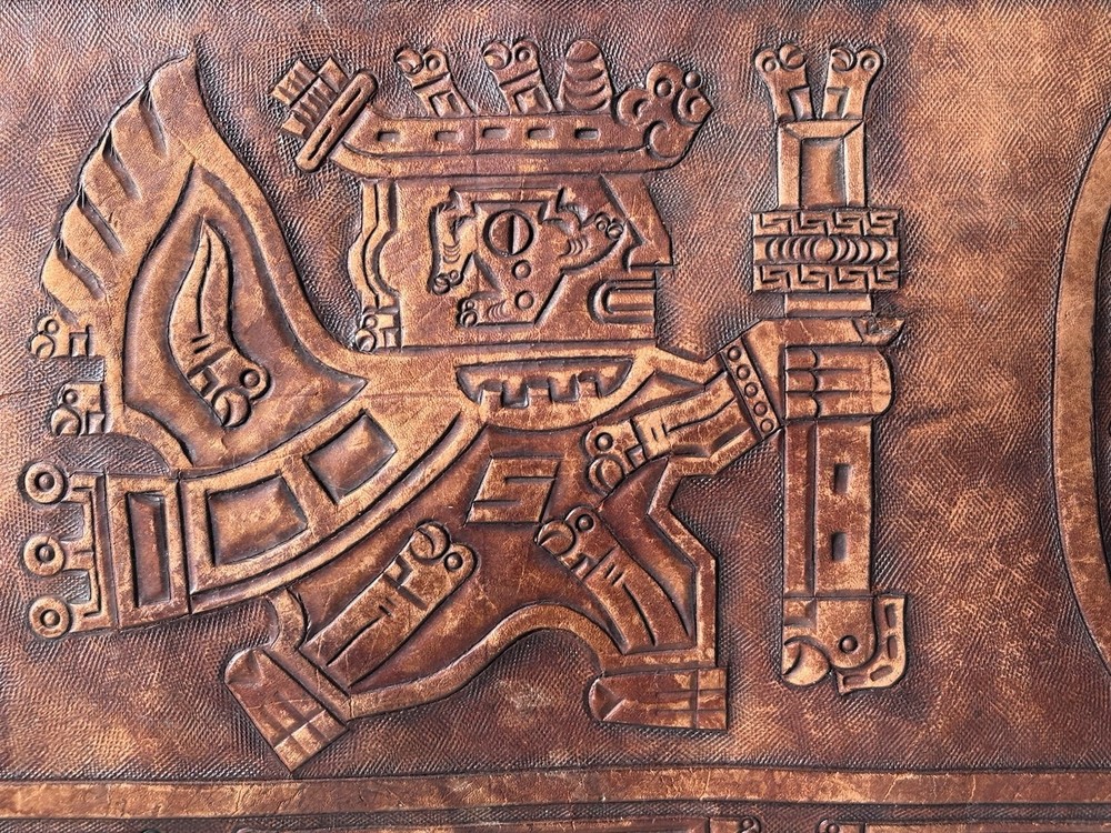 VTG Peruvian Saddle Stool Embossed Leather Replacement Cushion ONLY 11x21" EUC