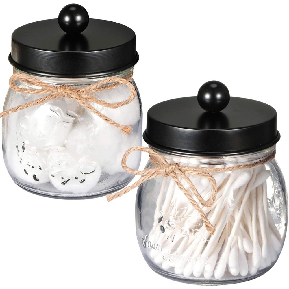 SheeChung 2 Pack Qtip Holders, Black Bathroom Decor, 2 Pack, Black-2pcs