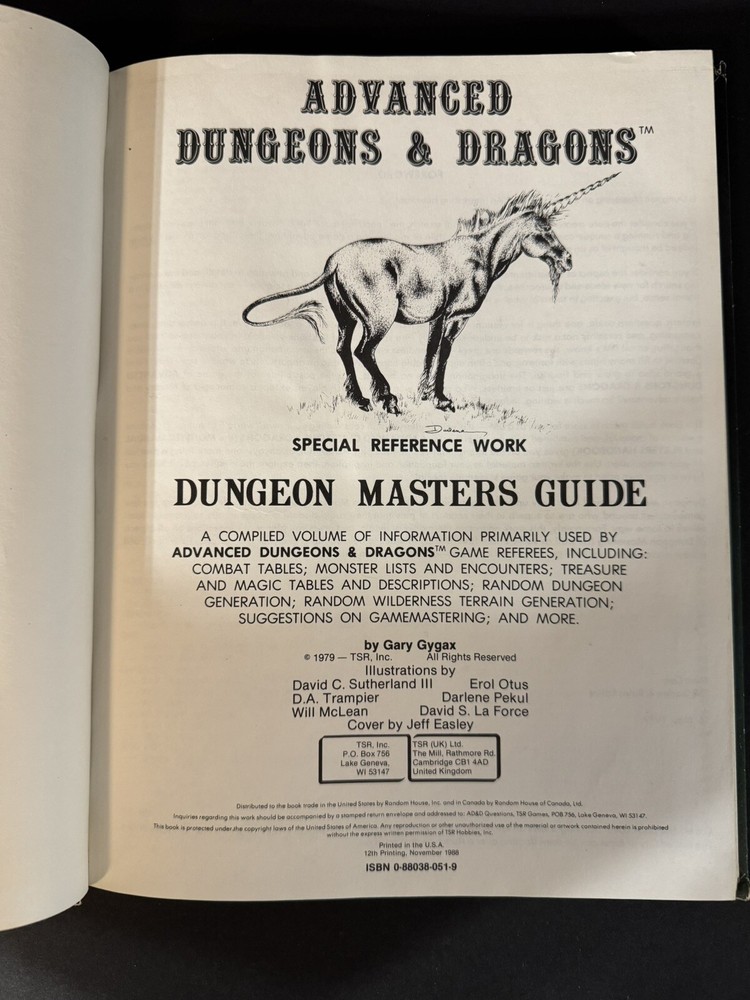 1988 Advanced Dungeons & Dragons Dungeon Master Guide Hardcover