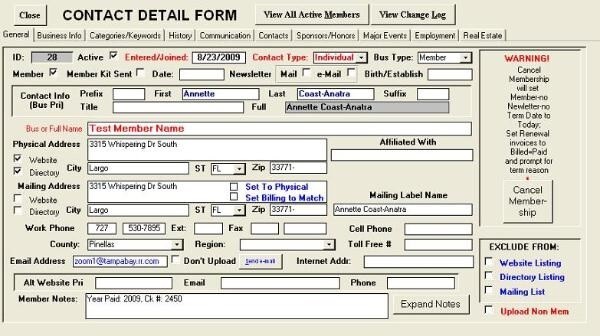 Association / Club full member management application , uses Microsoft Access