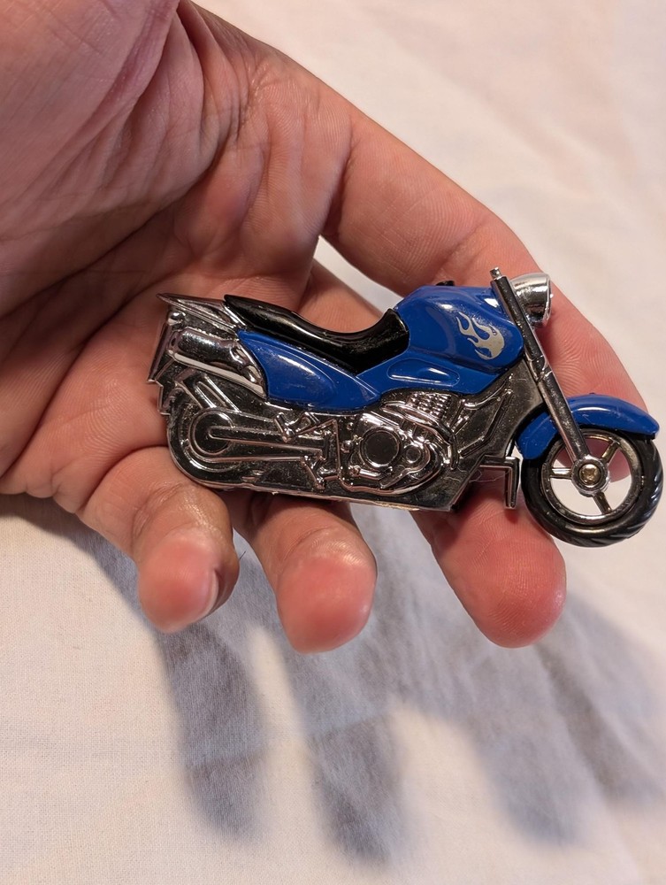 Vintage Blue Motorcycle Pocket Cigarette Cool Lighter with light!