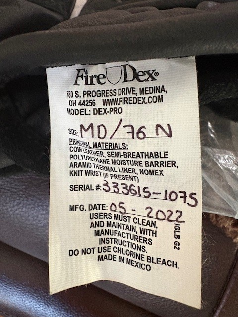 Fire-Dex G2lxl Leather Glove, Gauntlet Cuff