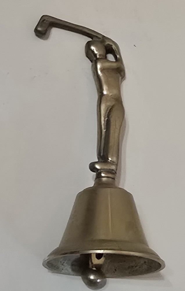 5" Vintage Solid Brass Golf Man Golfing Bell Minimalist Design