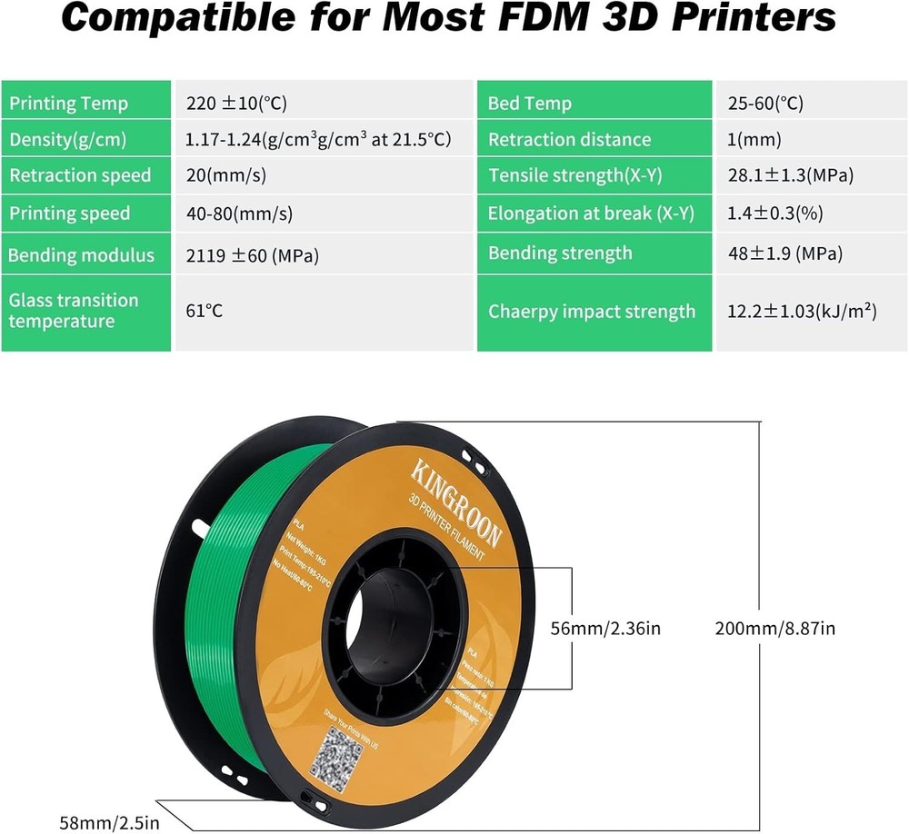 PLA 3D Printer , Dimensional Accuracy +/- 0.02 mm, 1 kg Spool2.2lbs, 1.75 mm，...