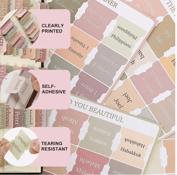 Laminated Bible Tabs, Bible Verse Stickers for Study