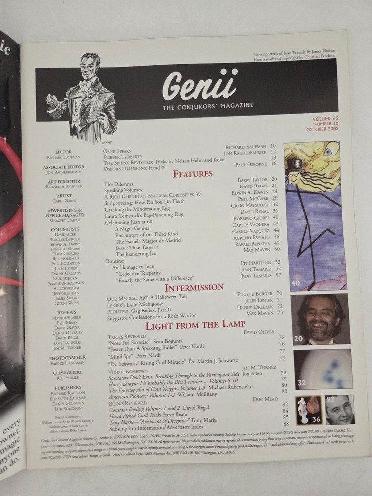 Genii Magic Magazine For Magicians October 2002 Issue