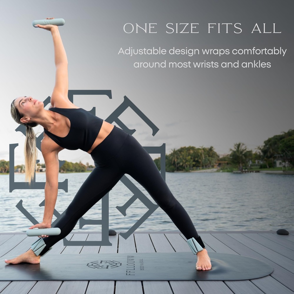 FFLLOOWW Adjustable Ankle & Wrist Weights Set, 2 lbs Each (4 lbs Total), Soft...
