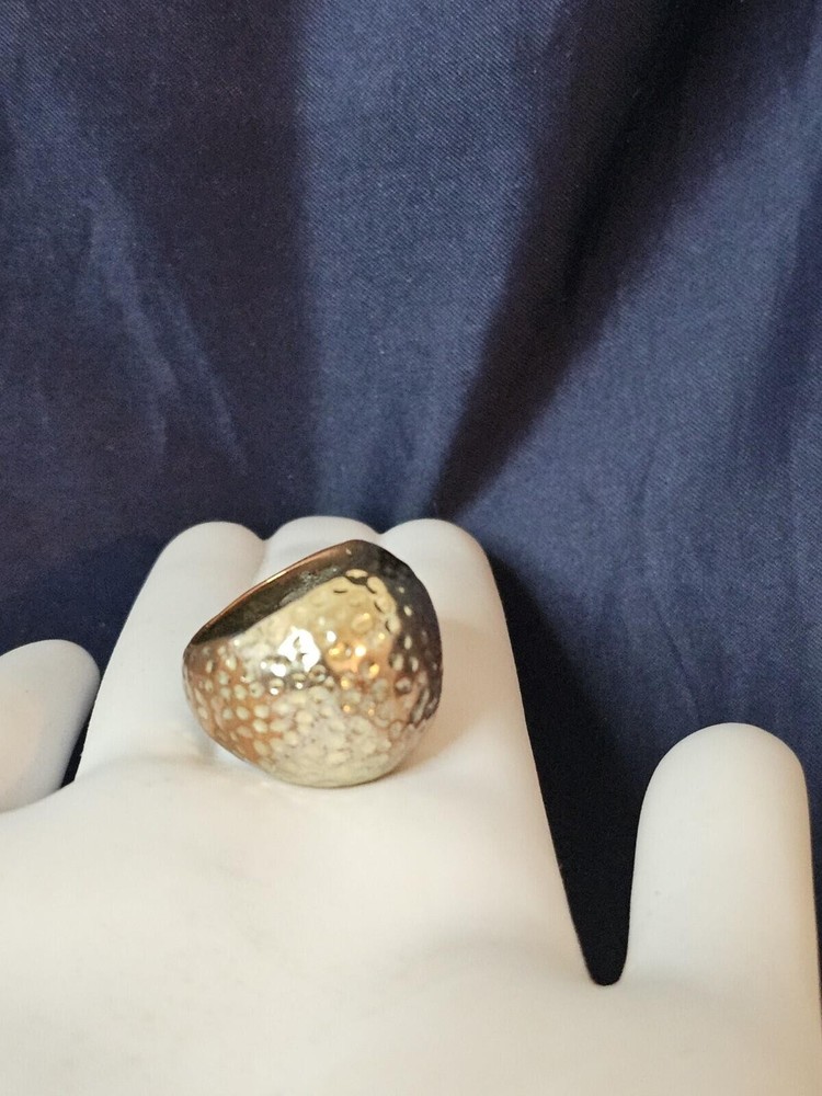 Vintage Hammered Copper with Silver overlay Dome Ring