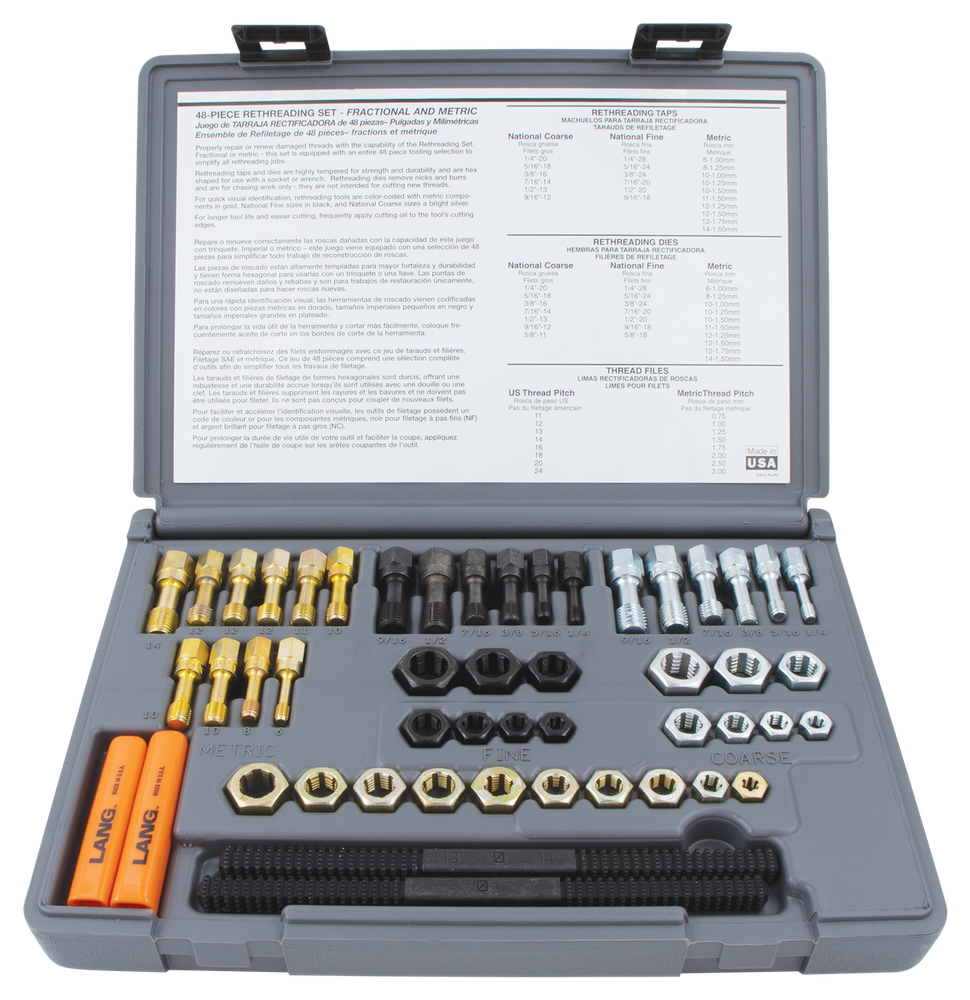 Lang Tools 971 48 piece SAE & Metric Thread Restorer Set