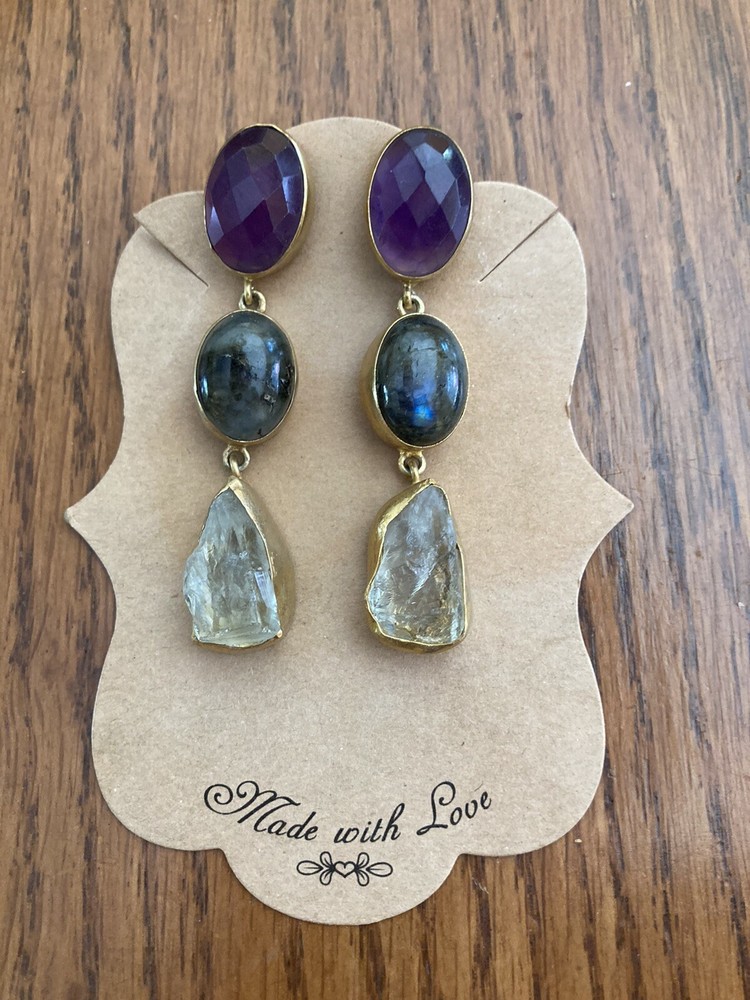 multi gemstone earrings
