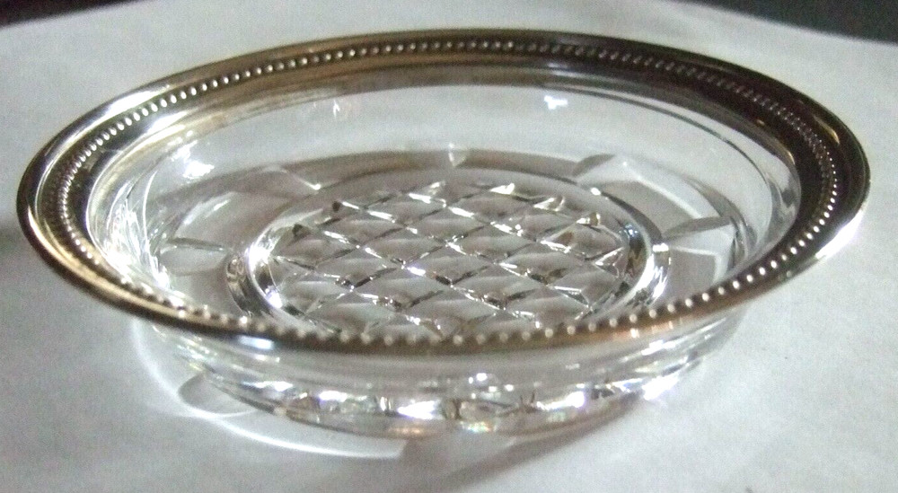 Sterling Rimmed Ashtray Coaster Marked Sterling