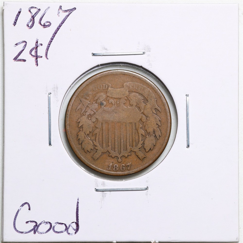 1867 2C Two Cent Piece in Good Condition #5068