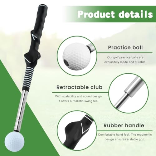 Retractable Golf Swing Training Aid – Fix Rhythm & Stop Slicing/Hooking, Right