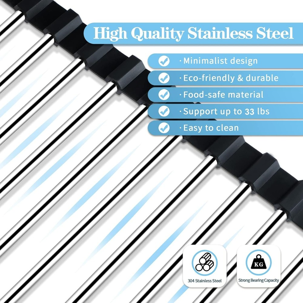 Roll Up Dish Drying Rack Over The Sink Drying Rack for Kitchen Counter, Rolli...