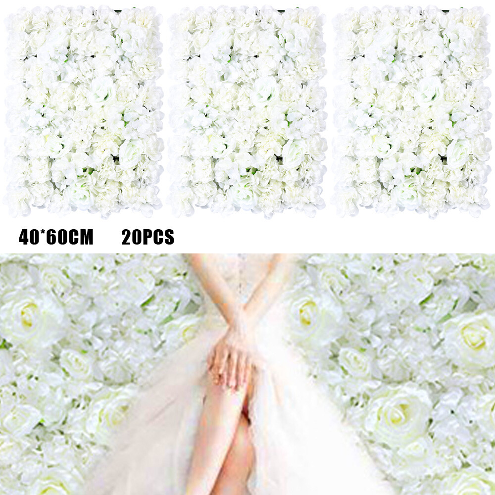 20x Artificial Silk Flower Wall Panel Wedding Party Stage Background Decoration
