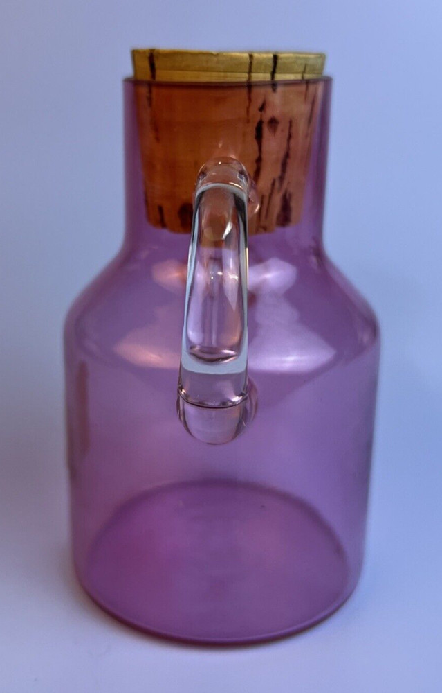 Pilgrim Glass Blown Glass Mini Pitcher ~ Cranberry with Clear Handle