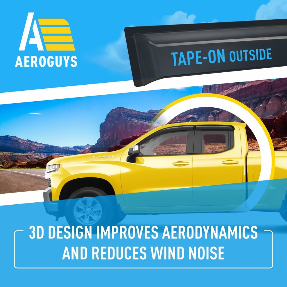 Sun Rain Visors Wind Rain Guards for 2019-2024 Chevy Silverado Double Cab