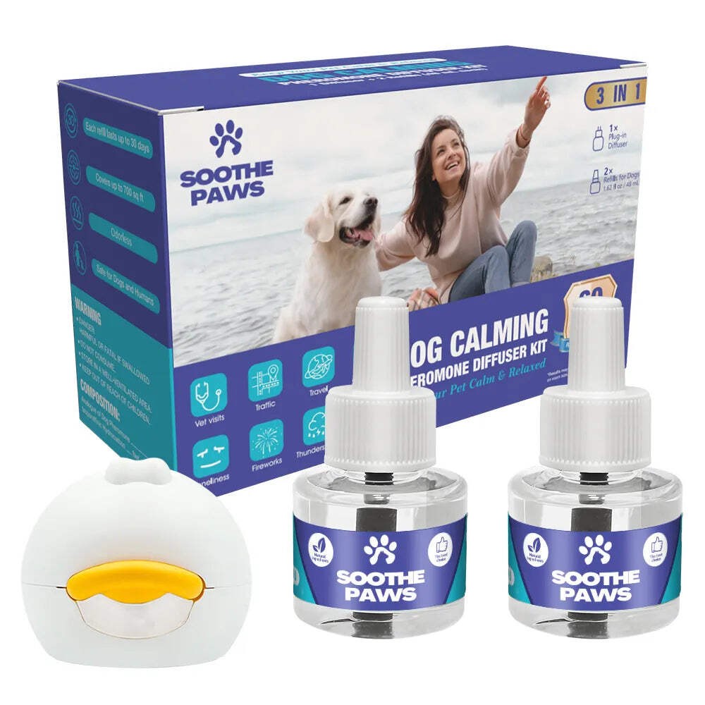 Dog Calming Diffuser Kit – 1 Diffuser + 2 Refills (Unscented, 60 Days)