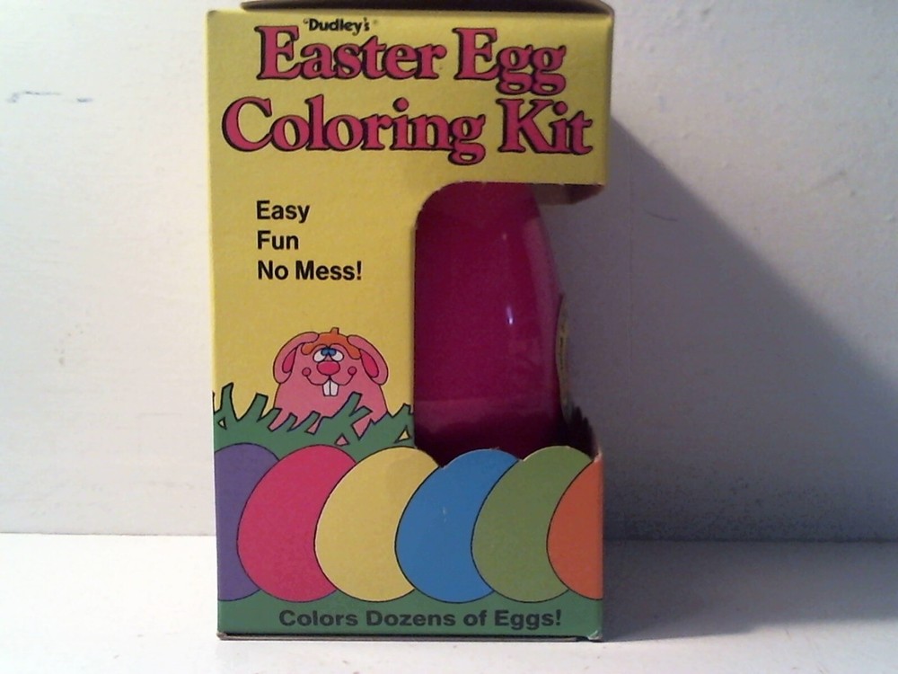 1986 DUDLEY'S EASTER EGG DYE COLORING KIT COMPLETE IN ORIGINAL BOX - PINK