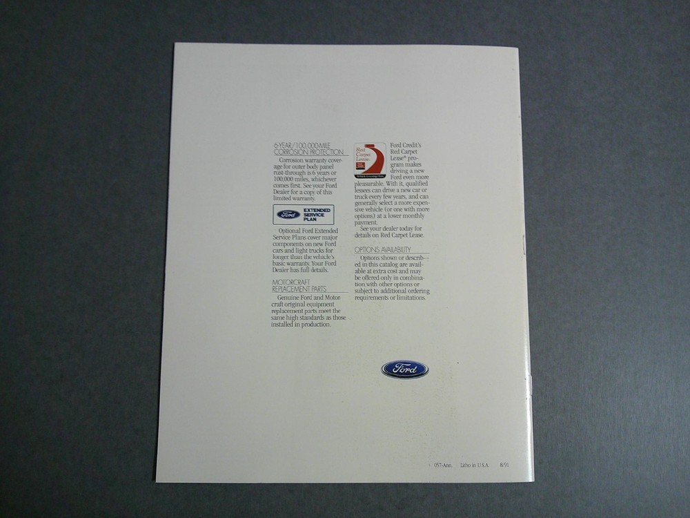 1992 Ford Thunderbird Sales Catalog