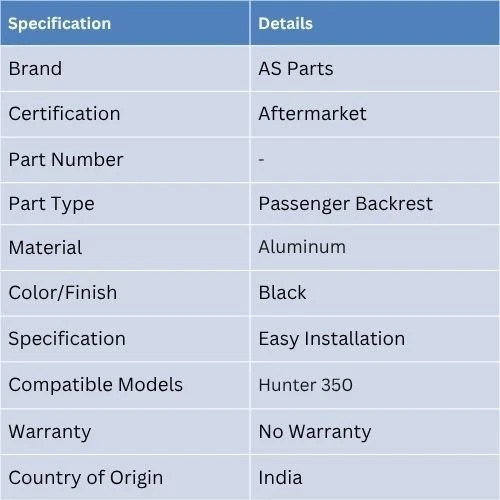 Fit For Royal Enfield Hunter 350 - Passenger Backrest
