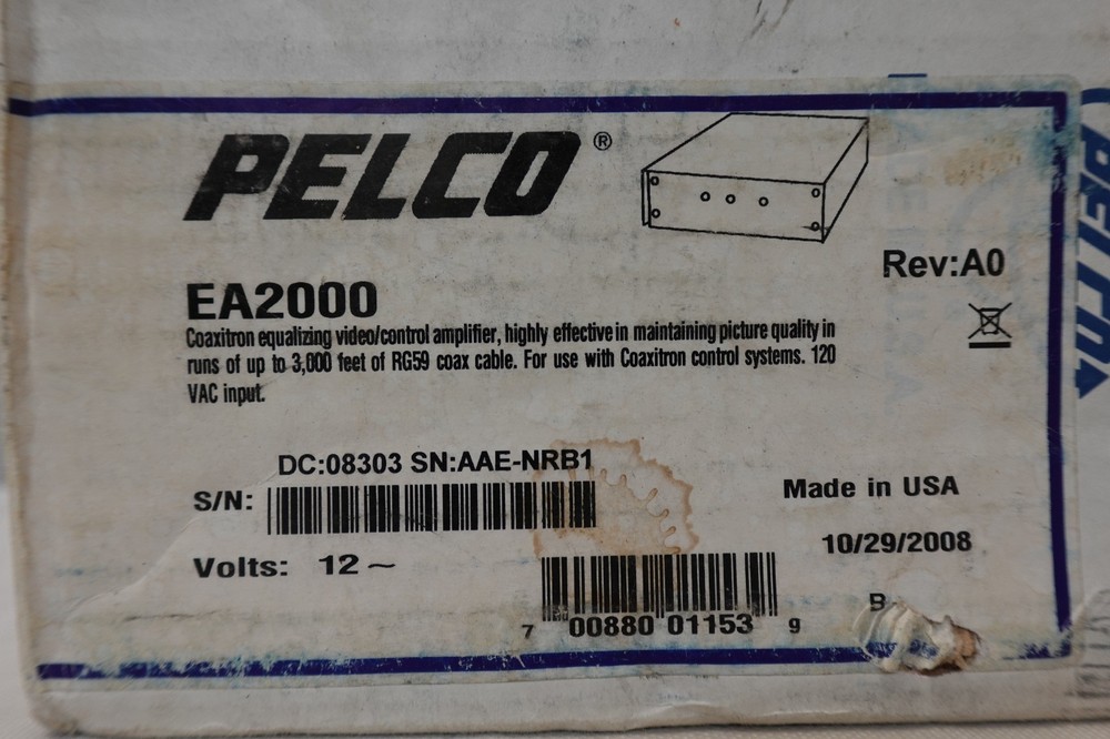 PELCO EA2000 Video Surveillance Equalizing Amplifier Half-Duplex 120VAC NOS