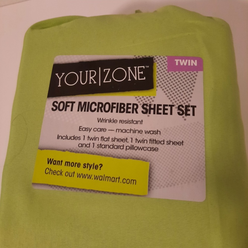 Your Zone Twin Sheet Set Soft Microfiber In Lime Apple Green