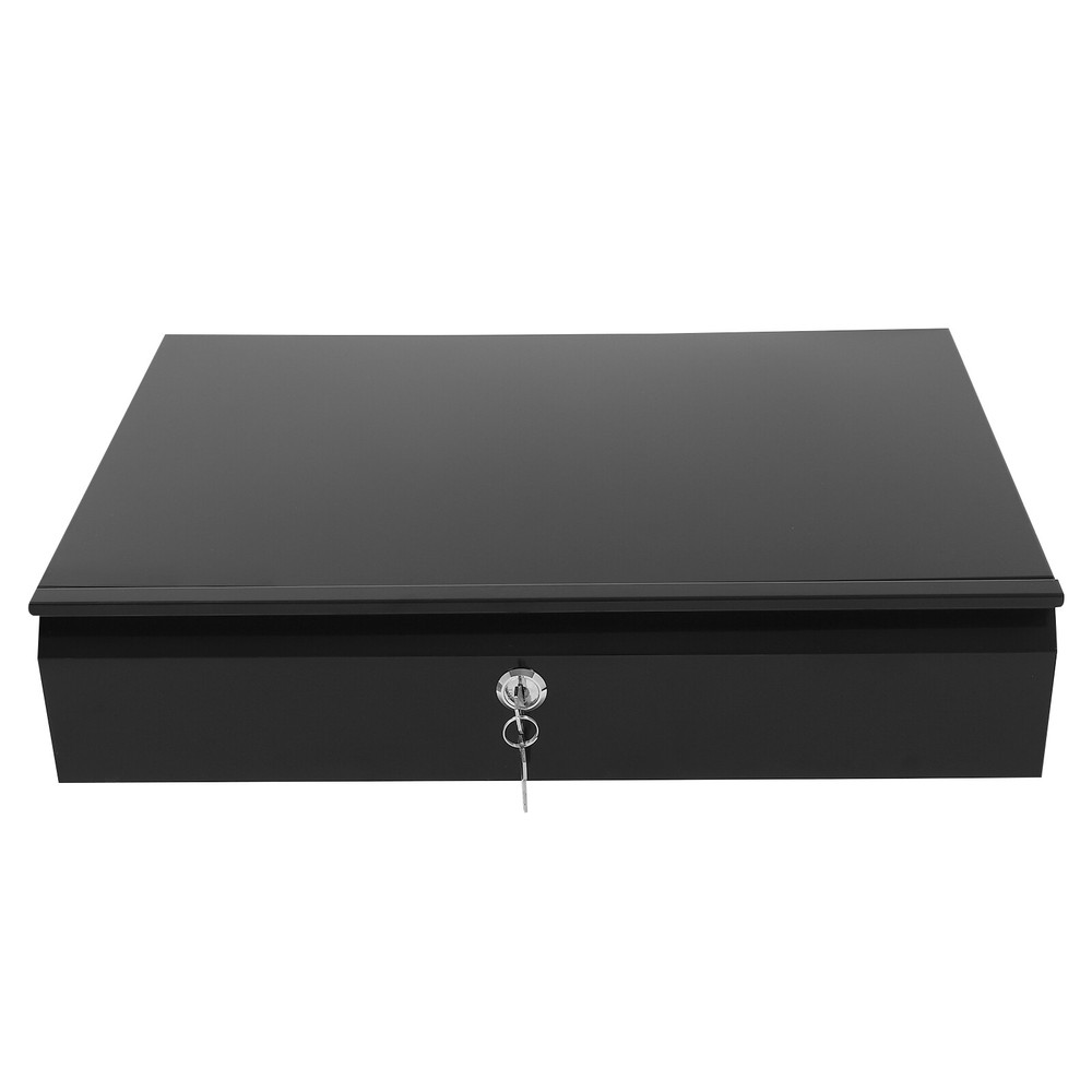 Sliding Pull-Out Drawer Under Desk Organizer with Lock for Office - Black