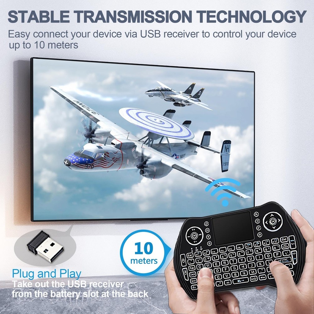 Backlit Mini Wireless Keyboard with Touchpad Mouse Combo Remote Control with ...