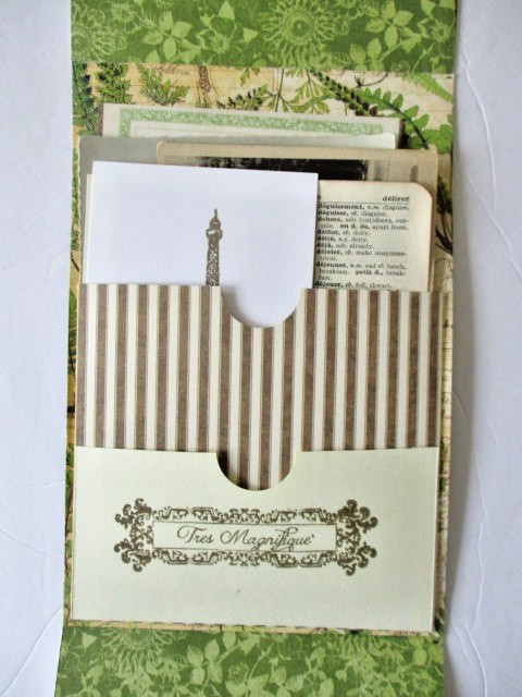 Handmade Junk Journal FOLIO Pocket Folder, "PARIS" 14 pieces