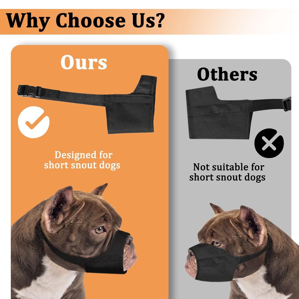 Mayerzon Pitbull Muzzle, Soft Muzzle for L [Snout Cir: 9.75-11"], Black