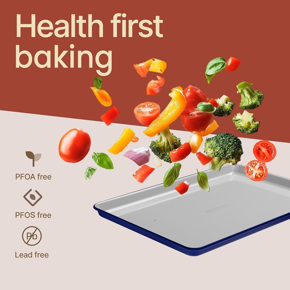 Bakken 8-Piece Stackable Bakeware Set Ceramic Non-Stick Coating Baking Sheets