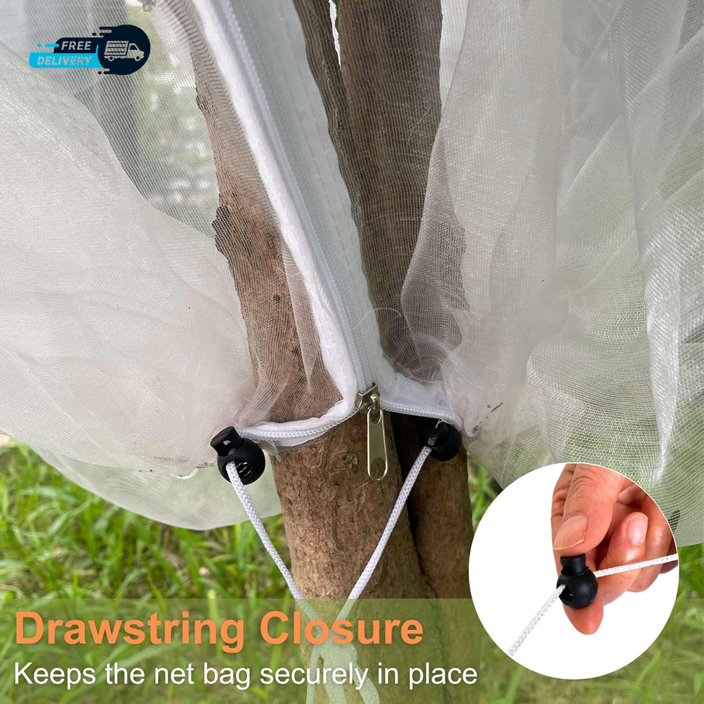 4 Pcs Fruit Tree Netting with Zipper & Drawstring, 4Ft X 4Ft Insect & Bird Netti