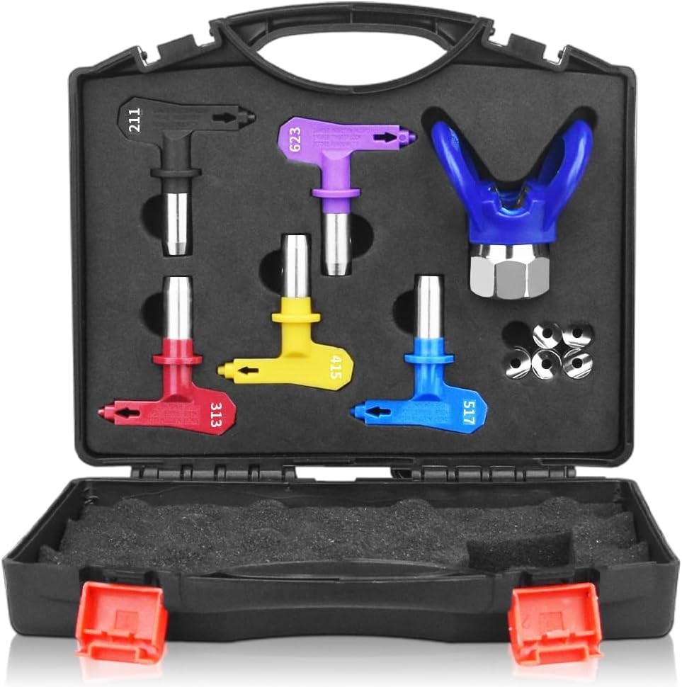 6Pcs Reversible Airless Spray Nozzle Tips Set w/ Guard & Organizer