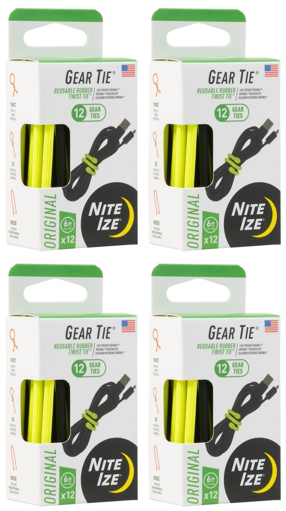 Nite Ize 12-Pack Gear Tie ProPack, 6" - Assorted Colors (4-Pack)