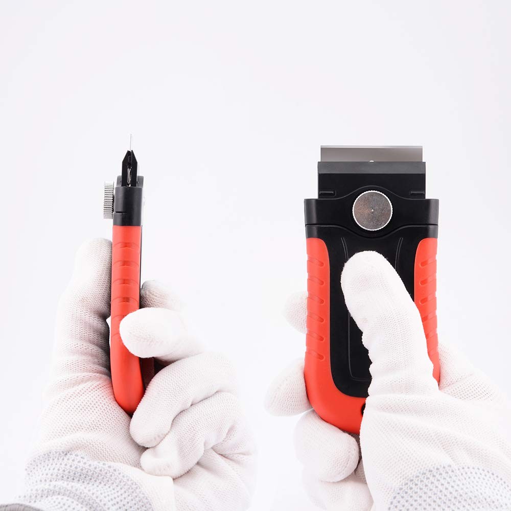 Gomake Razor Blade Scraper Tool with Storage Container, Black With Red