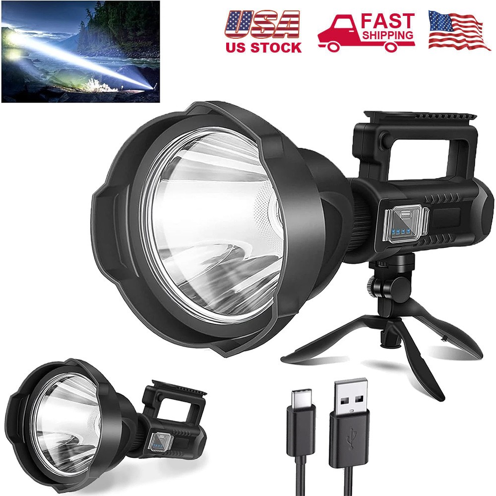 Super Bright LED Searchlight Portable Rechargeable Spotlight Handheld Flashlight