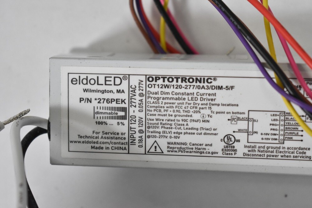 Optotronic EldoLED Programmable Dual Dim LED Driver 276PEK OT12W 120-277